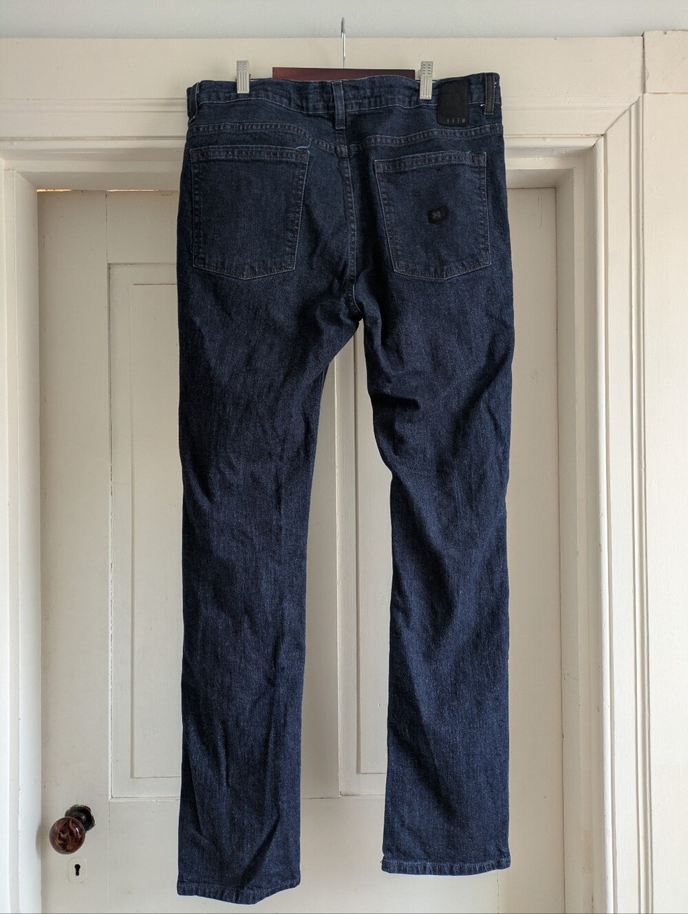Krew Dark Blue K Slim Straight Leg Denim Jeans w/ Drawstring at Waist- 38X34 - Picture 2 of 10